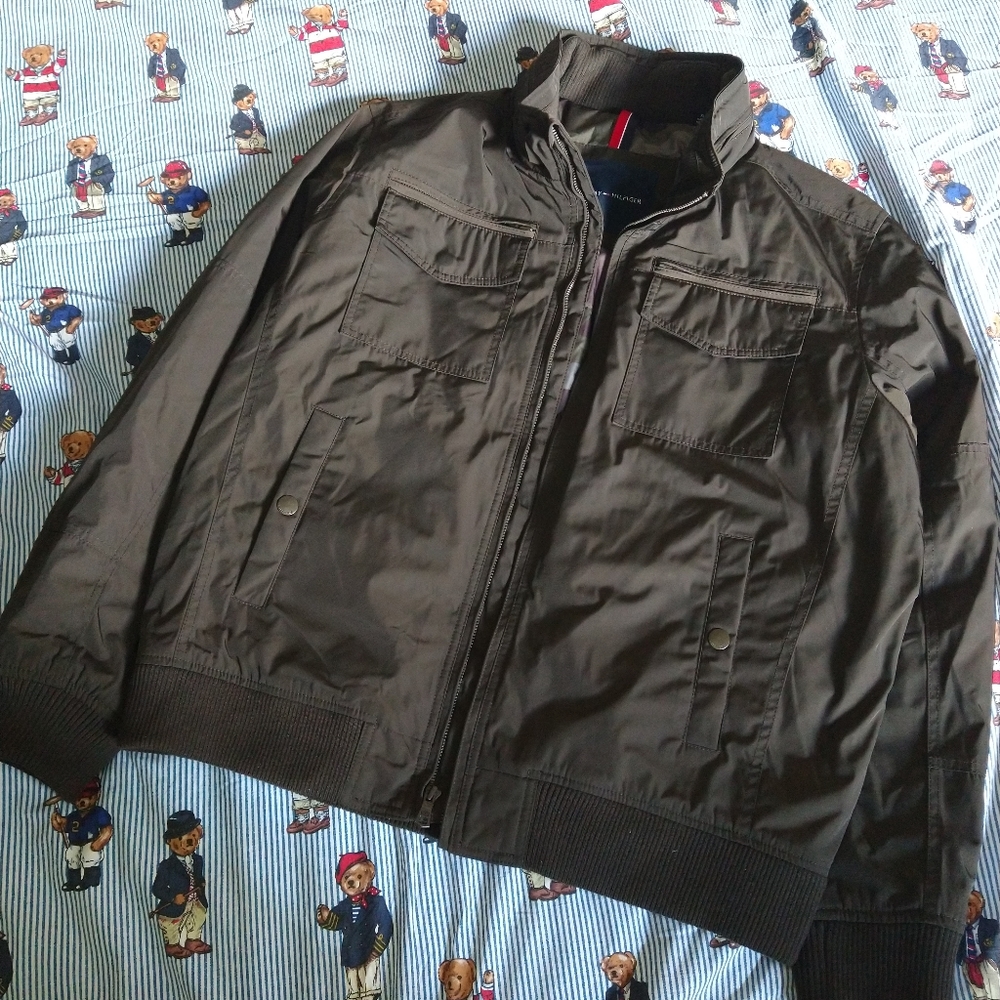 Tommy Hilfiger Bubble Military Cargo Bubble Coat camo utility pocket jacket